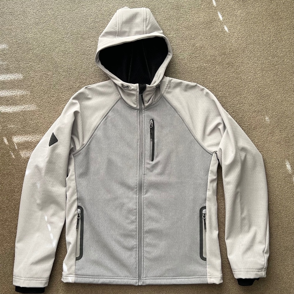 SUPERDRY Men's Hooded Waterproof Softshell - Medium, Gray NWOT